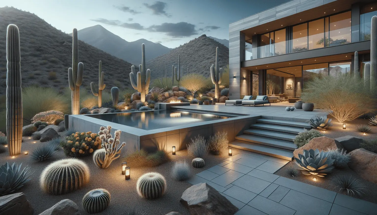Natural Stone Pavers - modern mountainside home in AZ