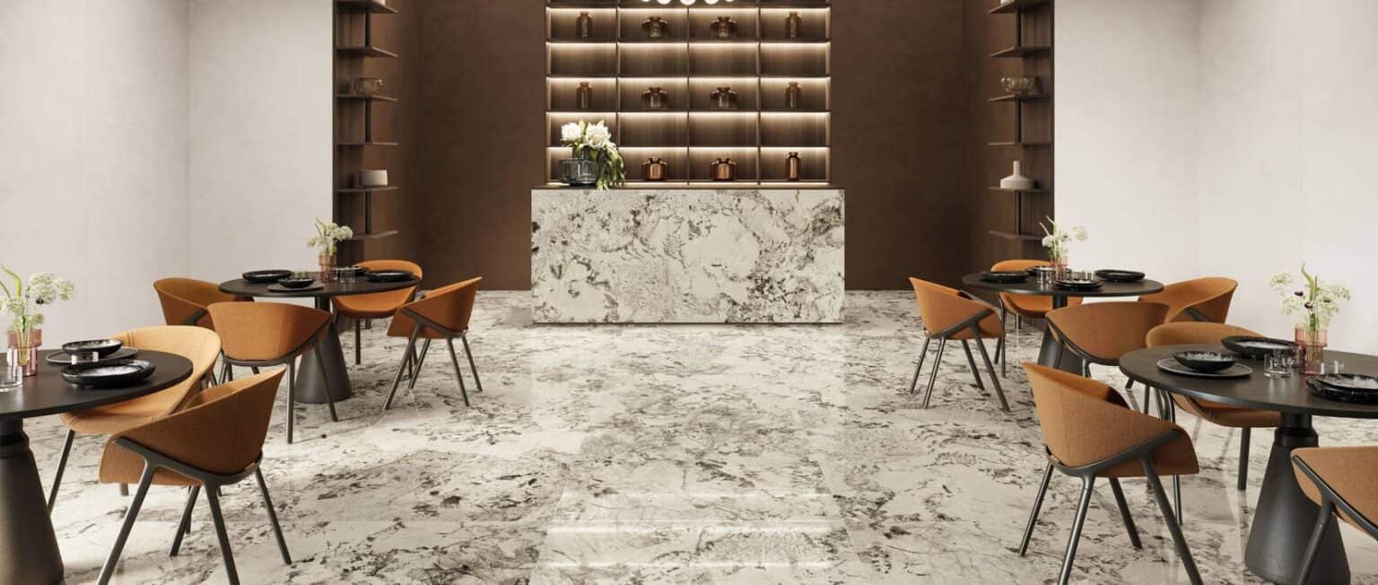 Porcelain Tile Natural Stone Look - PURITY ELITE Collection PATAGONIA Restaurant